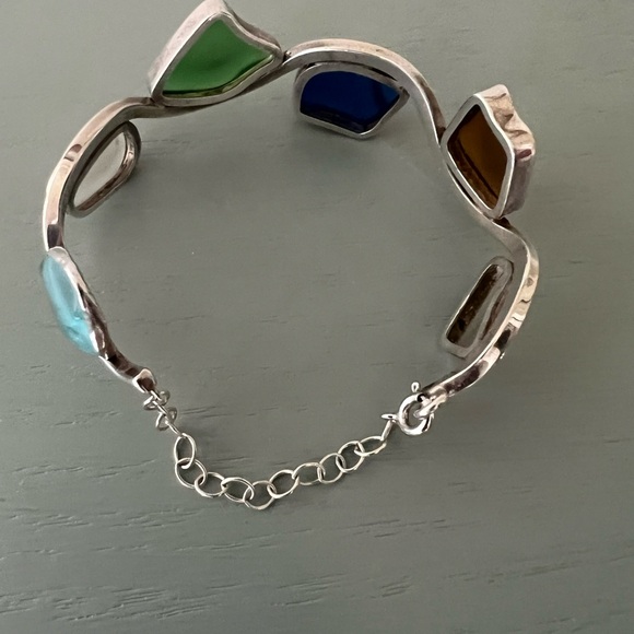 Charles Albert Sterling Silver 925 Cuff Bracelet with Recycled Glass - Picture 4 of 6